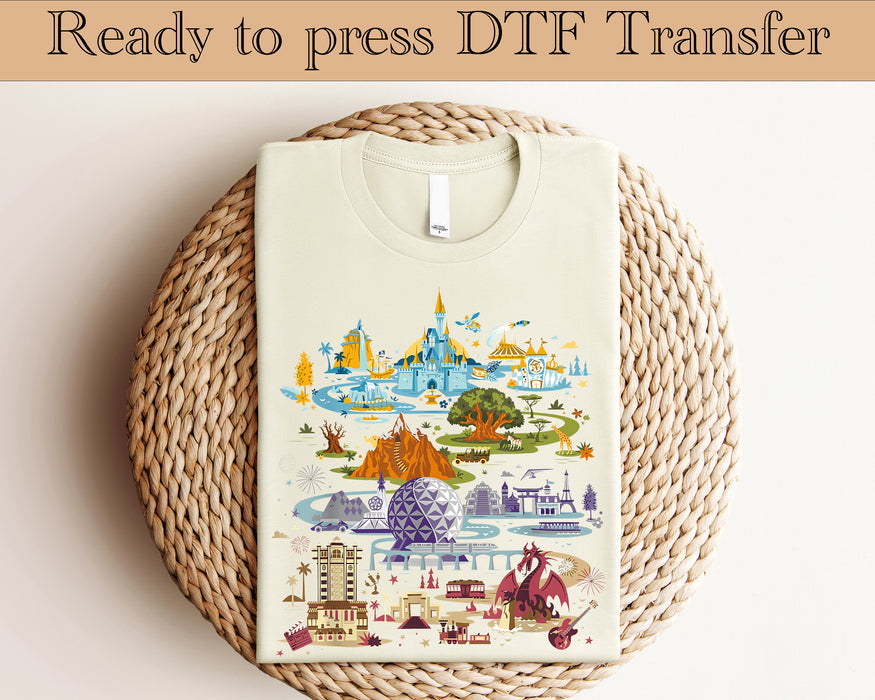 Disney parks rides map disney trip DTF Transfer