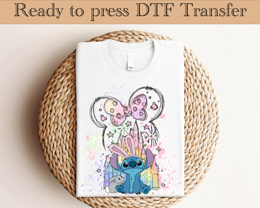 Stitch minnie castle DTF Transfer