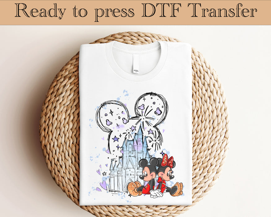 Mickey and Minnie Disney Castle DTF Transfer