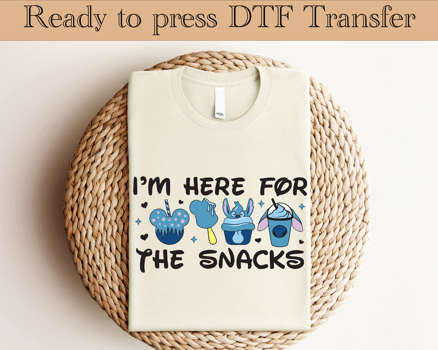 Stitch I'm here for the snacks DTF transfer