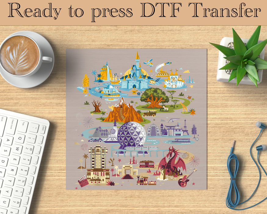 Disney parks rides map disney trip DTF Transfer