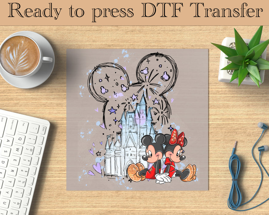 Mickey and Minnie Disney Castle DTF Transfer