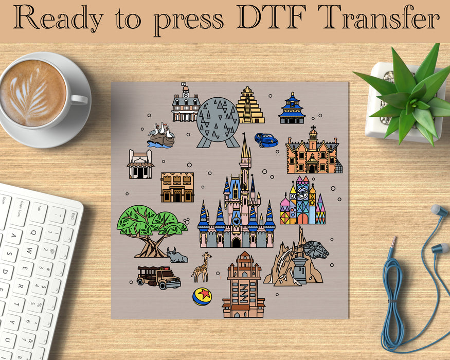 Disney parks rides map disney trip DTF Transfer