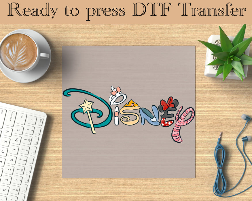 Disney Princess Text DTF Transfer