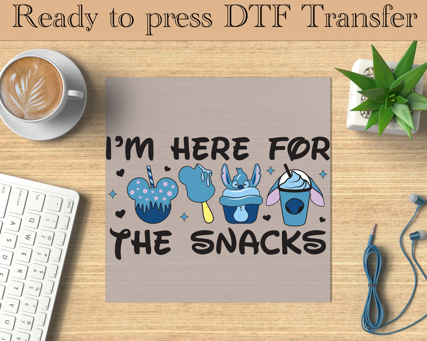 Stitch I'm here for the snacks DTF transfer