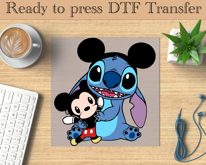 Stitch holding Mickey DTF Transfer