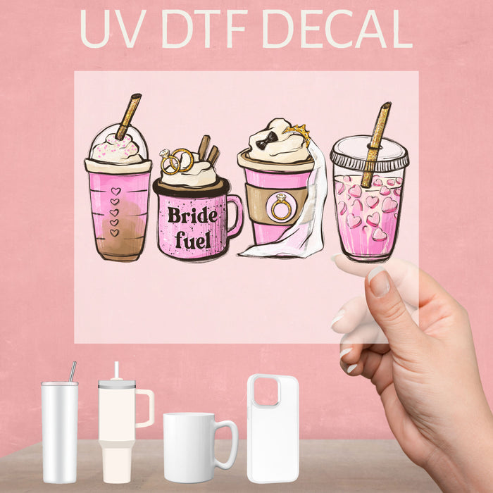 Bride fuel coffee bridal shower UV DTF Decal