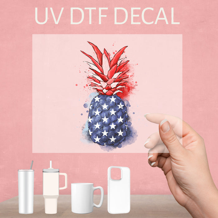 Pineapple USA flag 4th of July UV DTF Decal