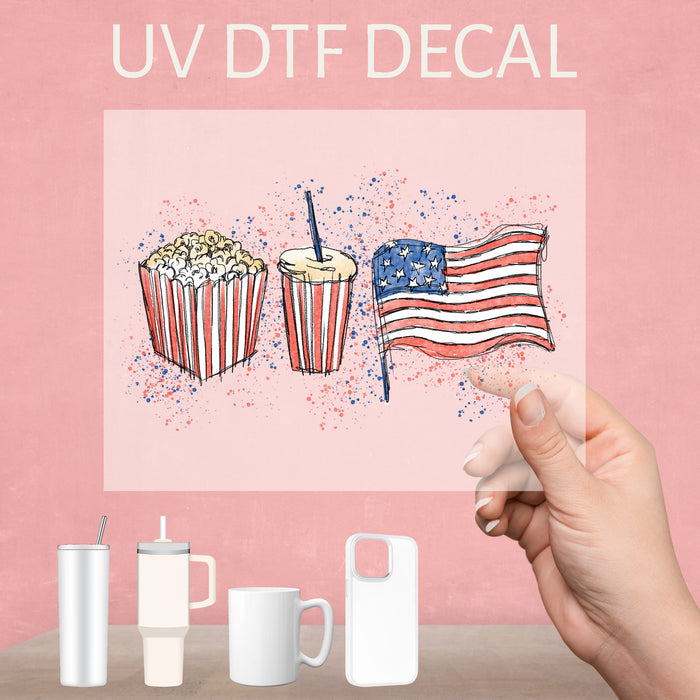 USA flag 4th of July celebration snacks UV DTF Decal