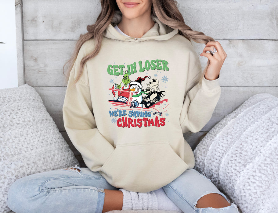 Get In Loser we're saving Christmas Grinch Hoodie