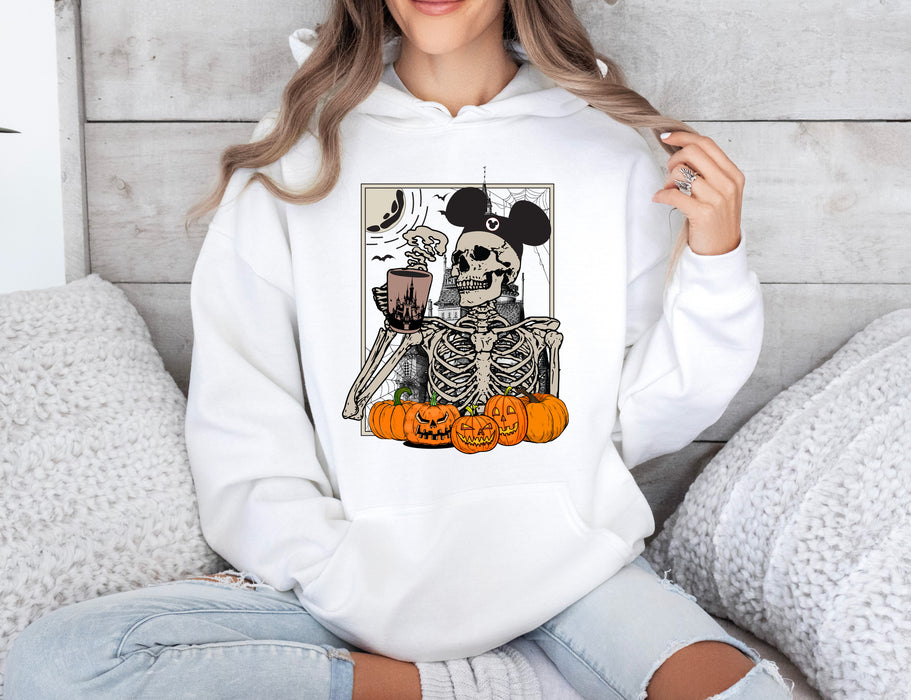 Halloween Mickey Skeleton Drinking Coffee Hoodie