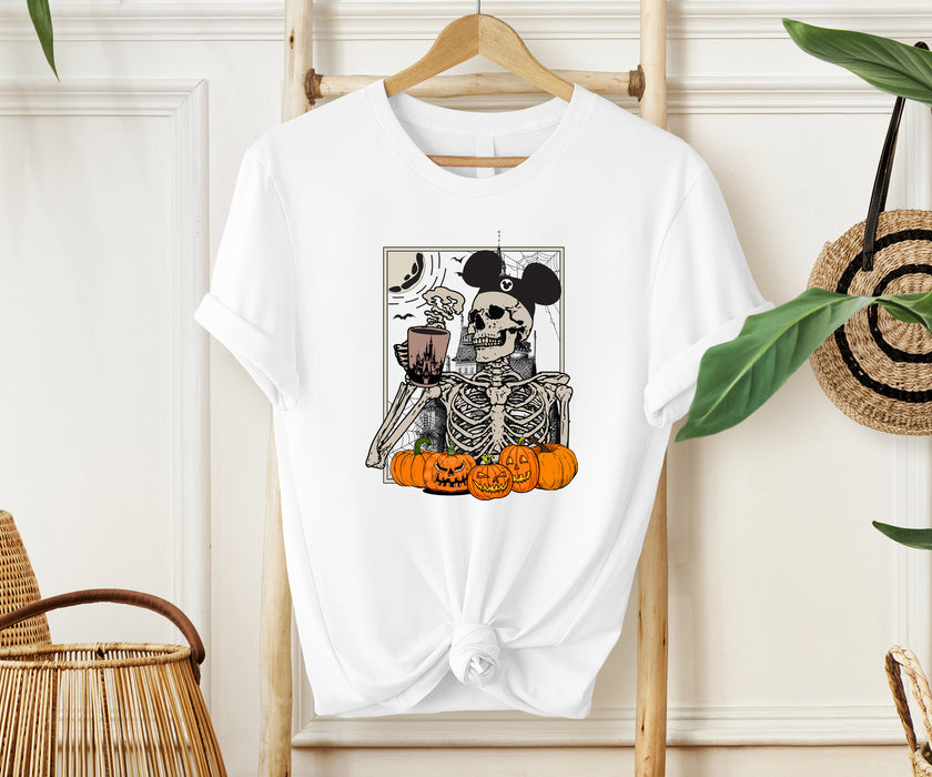 Halloween Mickey Skeleton Drinking Coffee Shirt