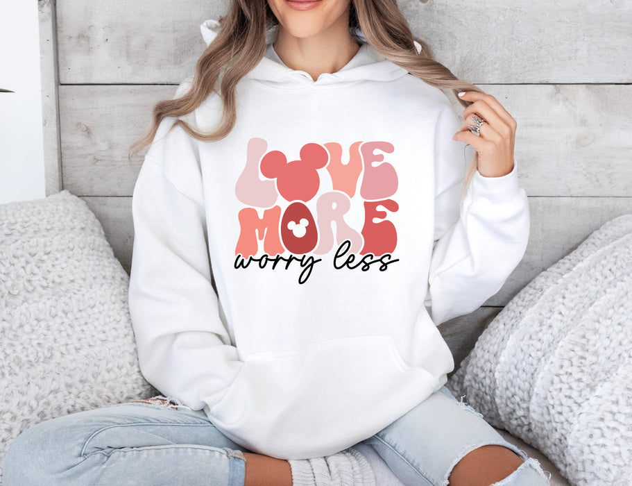 Valentine’s Day Mickey Disney Love More Worry Less Hoodie