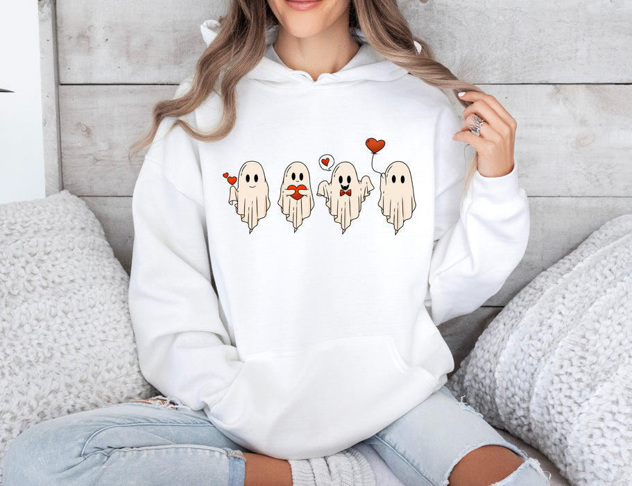 Cute Halloween Hoodie Ghosts: Embrace Halloween charm with adorable ghost prints in cozy style.