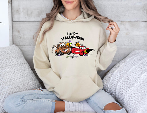 Rev up your Halloween style with our Disney Cars hoodie featuring McQueen and Mater