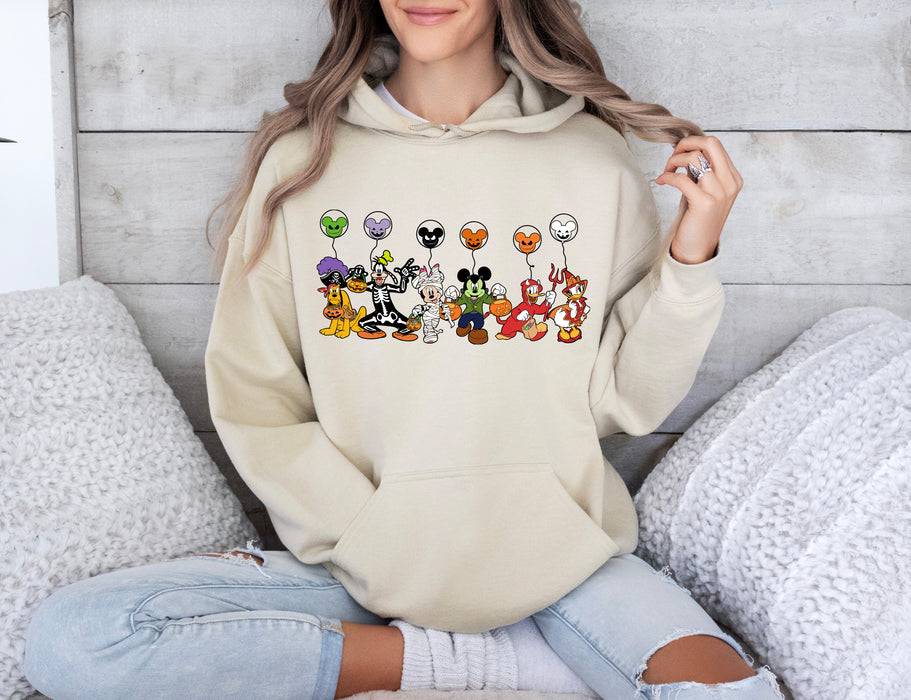 Celebrate Halloween in style with our Disney hoodie featuring Mickey balloons, a fun addition.