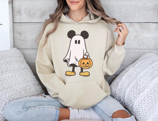 Get into the Halloween spirit with our Disney hoodie featuring a Mickey ghost design.