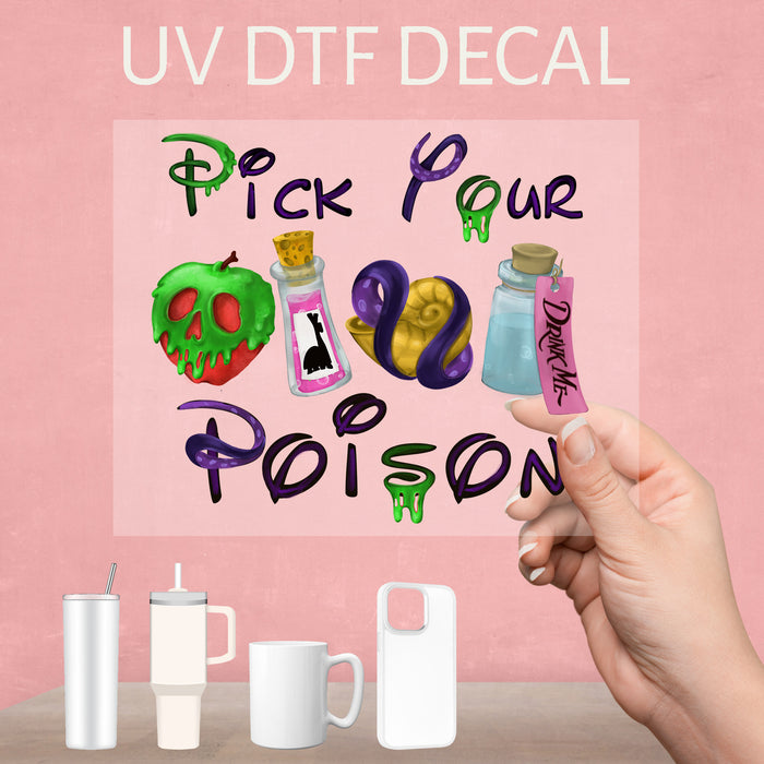 Spooky UV DTF decal with a Disney twist, perfect for Halloween festivities and themed decor.