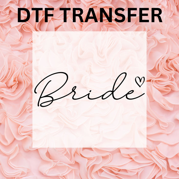 Beautiful DTF transfer for the bride, ideal for creating unique bridal shower decorations and gifts.