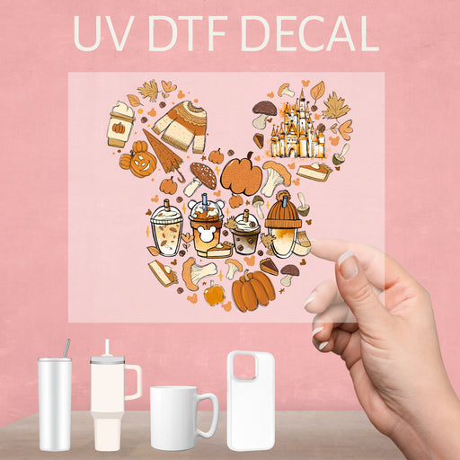 Festive UV DTF decal featuring Halloween-themed Mickey, perfect for celebrating the spooky season.