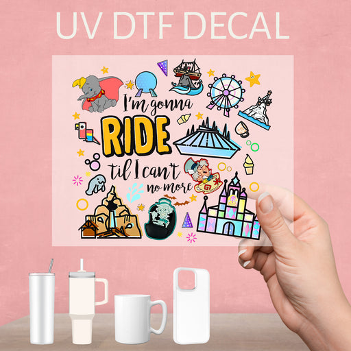 Bold UV DTF decal with a fun cowboy vibe, inspired by the iconic phrase, perfect for adventurers.