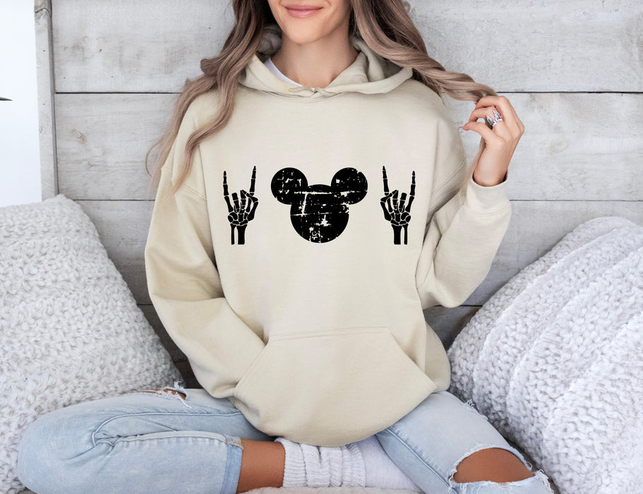 Celebrate Halloween in style with our Mickey Skeleton hoodie, a fun and festive choice.