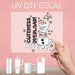 Olaf Cuteness Overload UV DTF decal, an adorable design for snowman’s charming personality.