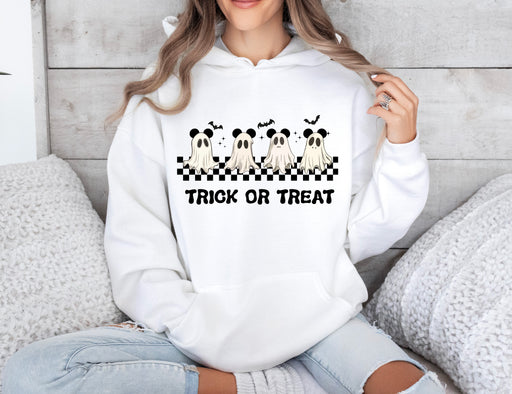 Celebrate Halloween in style with our Trick or Treat hoodie featuring Disney ghosts.