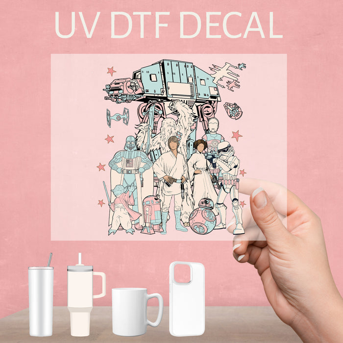 Custom UV DTF Star Wars decals, ideal for fans to showcase their love for the galaxy far, far away.