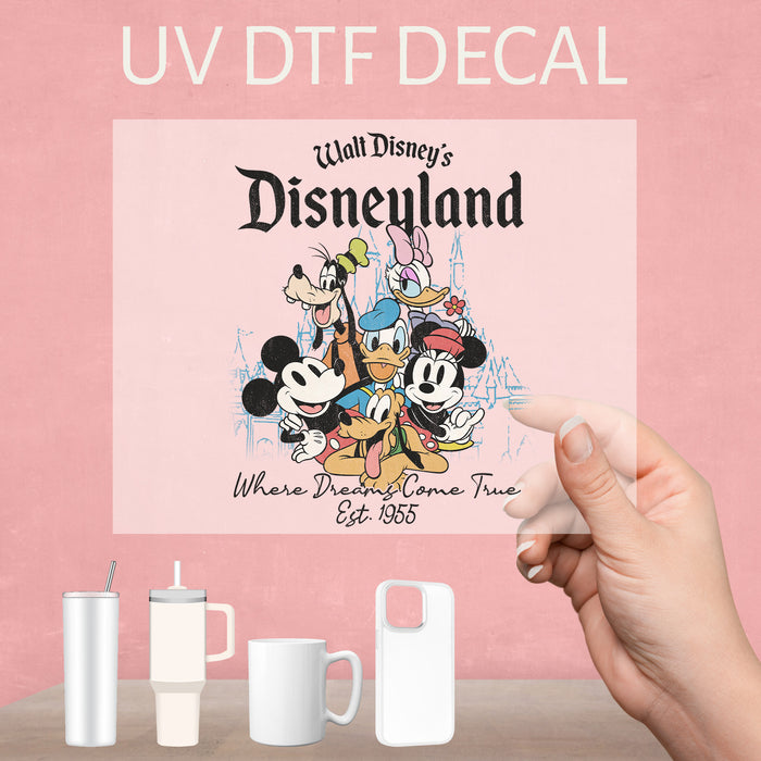 Magical UV DTF decal inspired by Disneyland's iconic slogan, perfect for Disney enthusiasts.