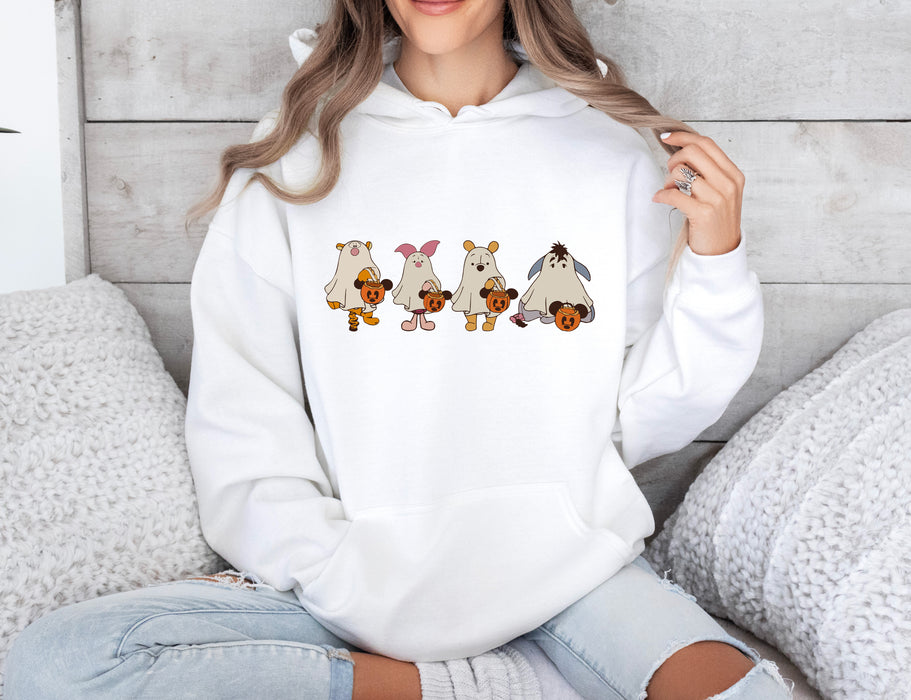 Winnie the pooh ghosts hoodie: Cozy custom hoodie featuring Winnie the Pooh in a playful ghostly design.